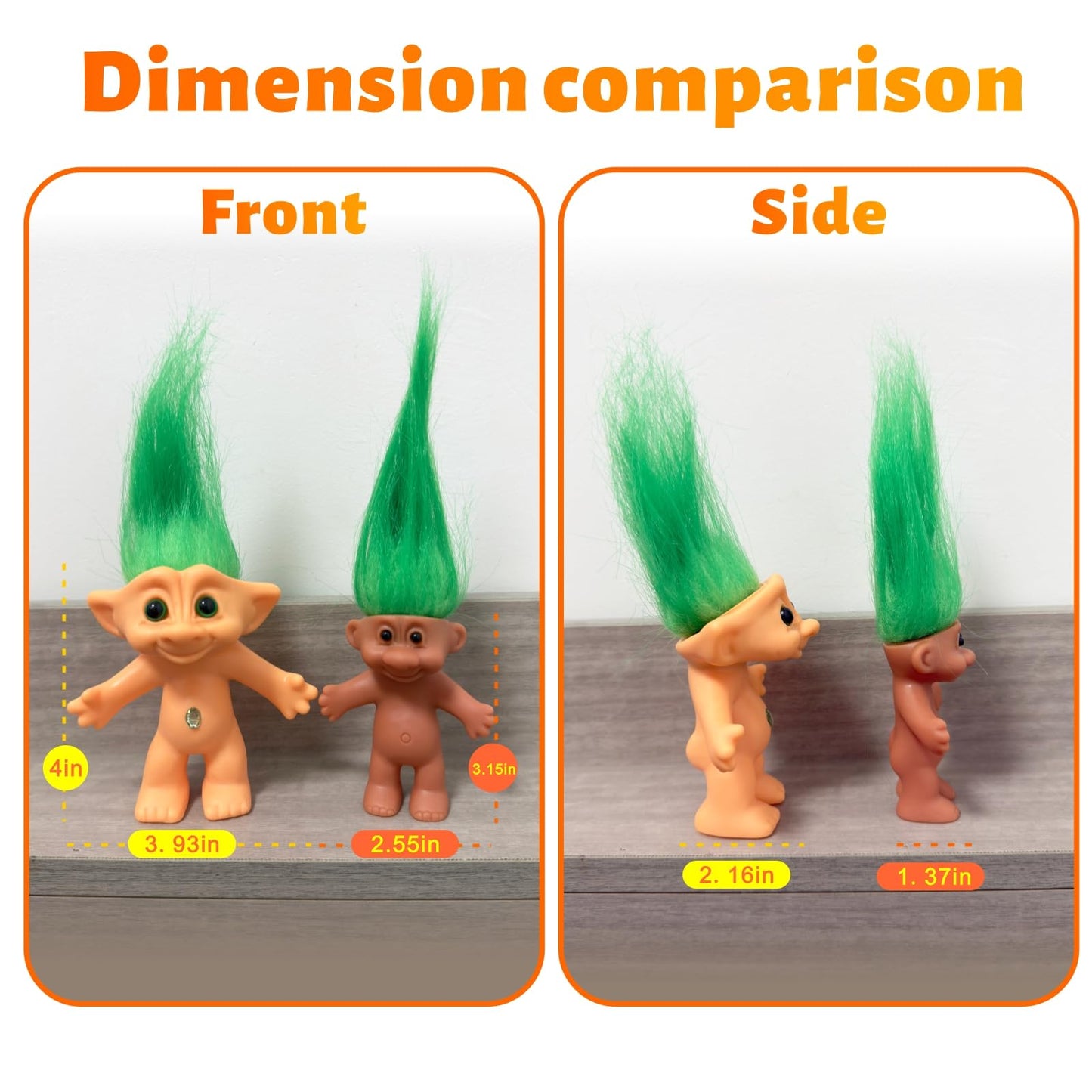 Yintlilocn 2pcs 3.9" Retro Vintage Troll Dolls Set Lucky Troll Doll