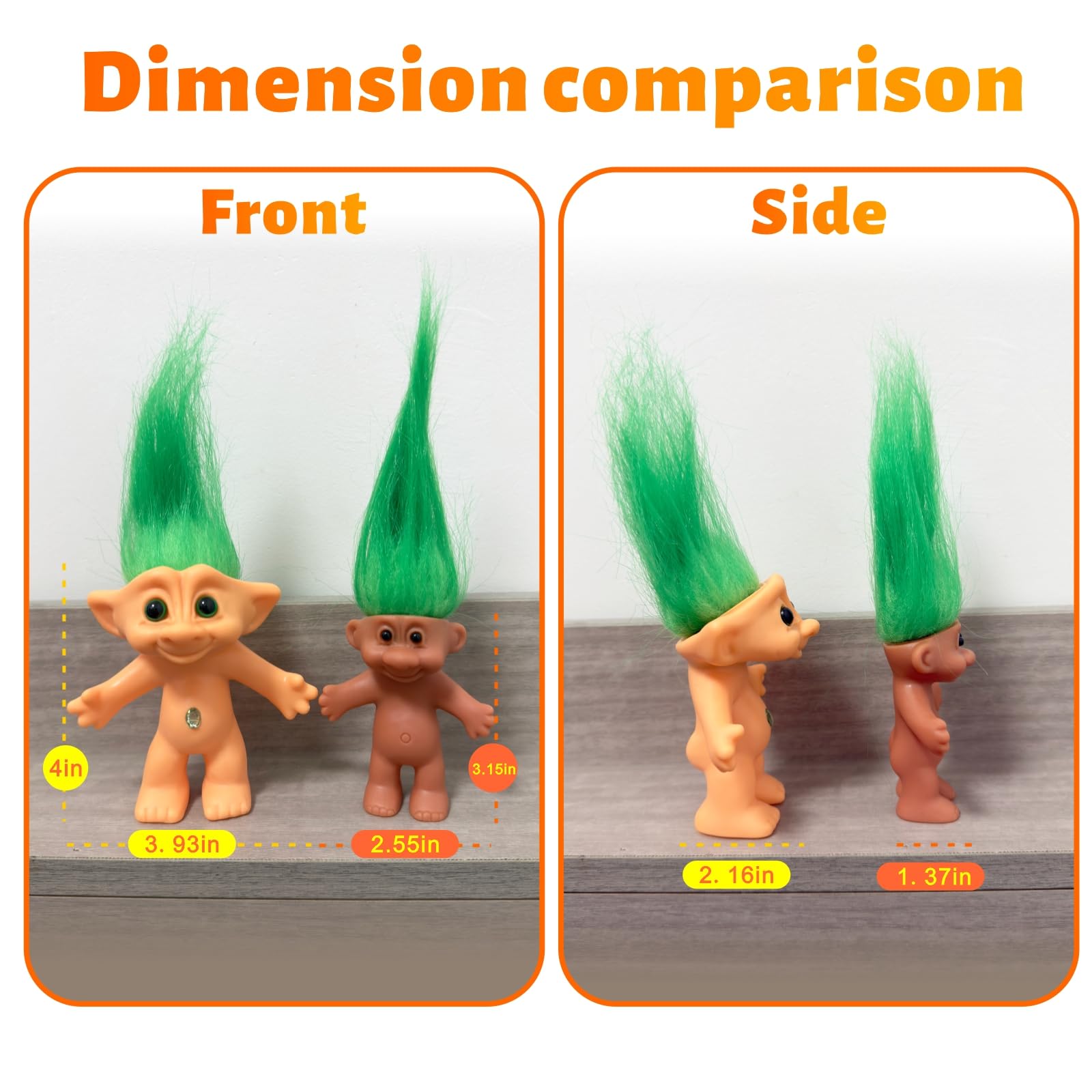 Yintlilocn 3.9" Bingo Vintage Troll Dolls, Lucky Trolls Dolls