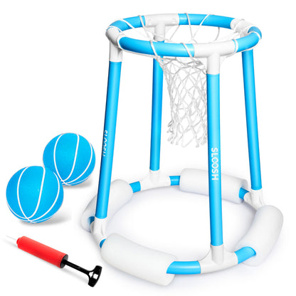Sloosh Pool Basketball Hoop Set, Floating Basketball Pool Game, Swimming Floats Toys with Balls Pump, Summer Outdoor Water Play Toy for Kids