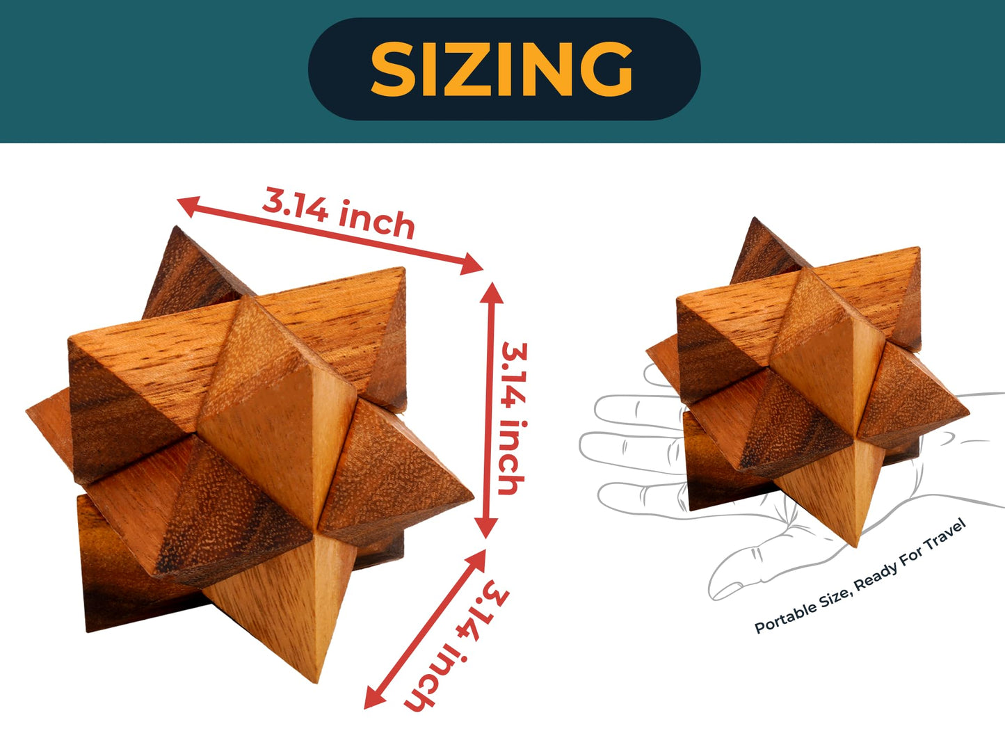 BSIRI Adults Games Gifts Wooden Star Cube Puzzle Game Brain Teasers of the Logic Game Adults Seniors and Teen to Challenge Puzzles for Fun