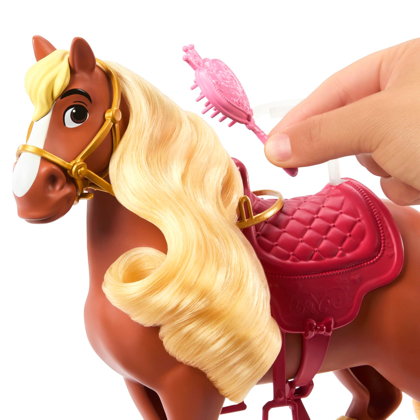 Mattel Disney Princess Toys, Belle Fashion Doll & Philippe Horse with Saddle, Brushable Mane & Tail & 4 Styling Accessories, Inspired by Movie