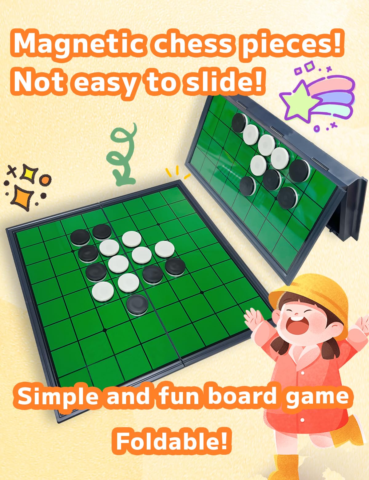 Reversi,Strategy Classic Family Board Game 2-Player Reversi Brain Teaser STEM Math Skills,Folding Magnetic Board and Pieces for Home and Travel