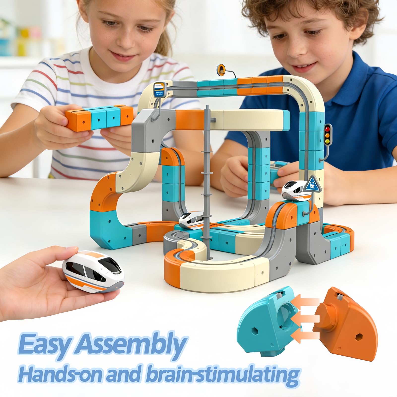 3D Electric Train Set for Kids - Magic Gravity Race Track with STEM Learning, Flexible Cubes & Blocks, Toddler Toy with Car, Ideal for Boys & Girls