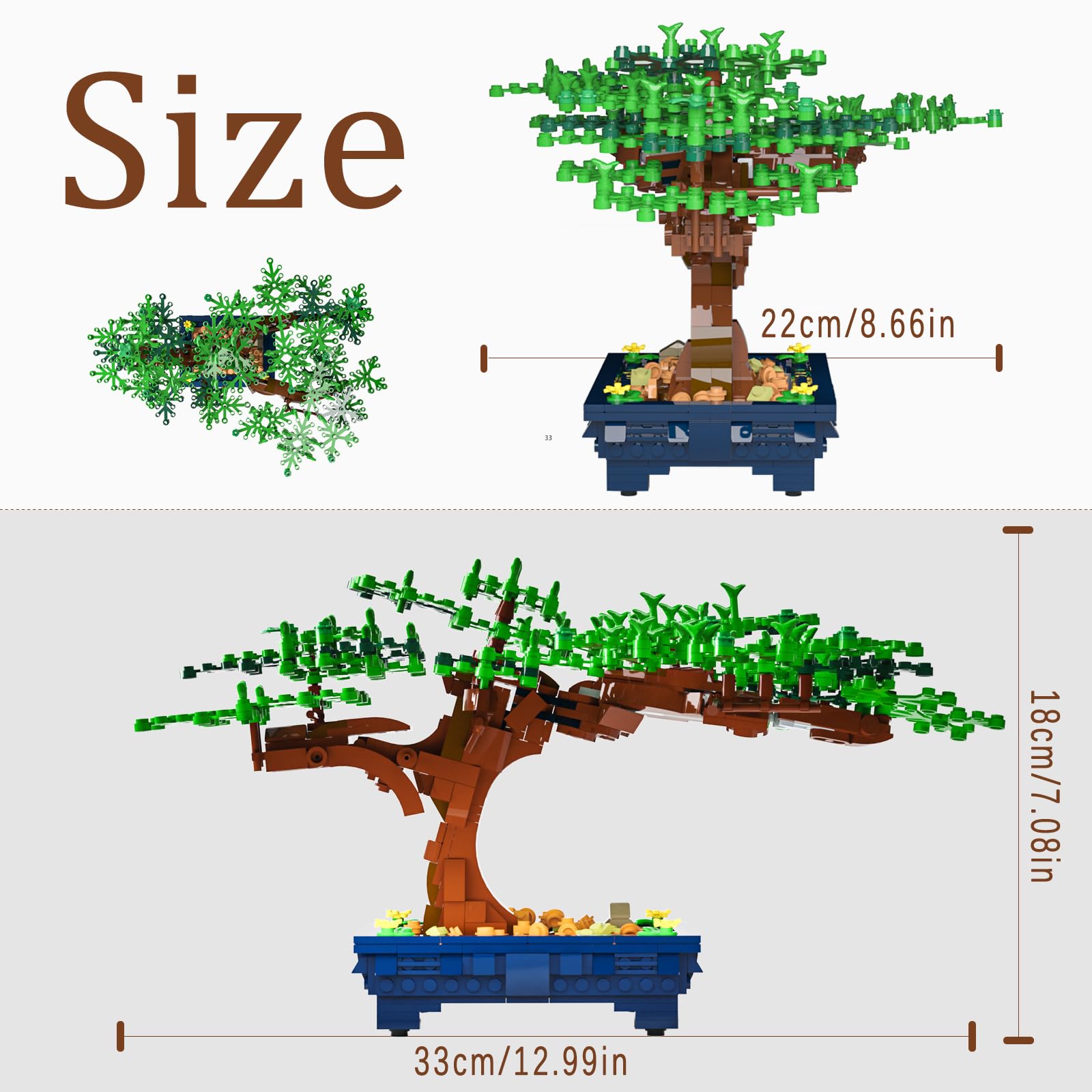 TENHORSES Bonsai Tree Building Set for Adults, Creative Plants Building Kit Botanical Home Decor Icons Cool Birthday Gift for Adults Kids (817Pcs)