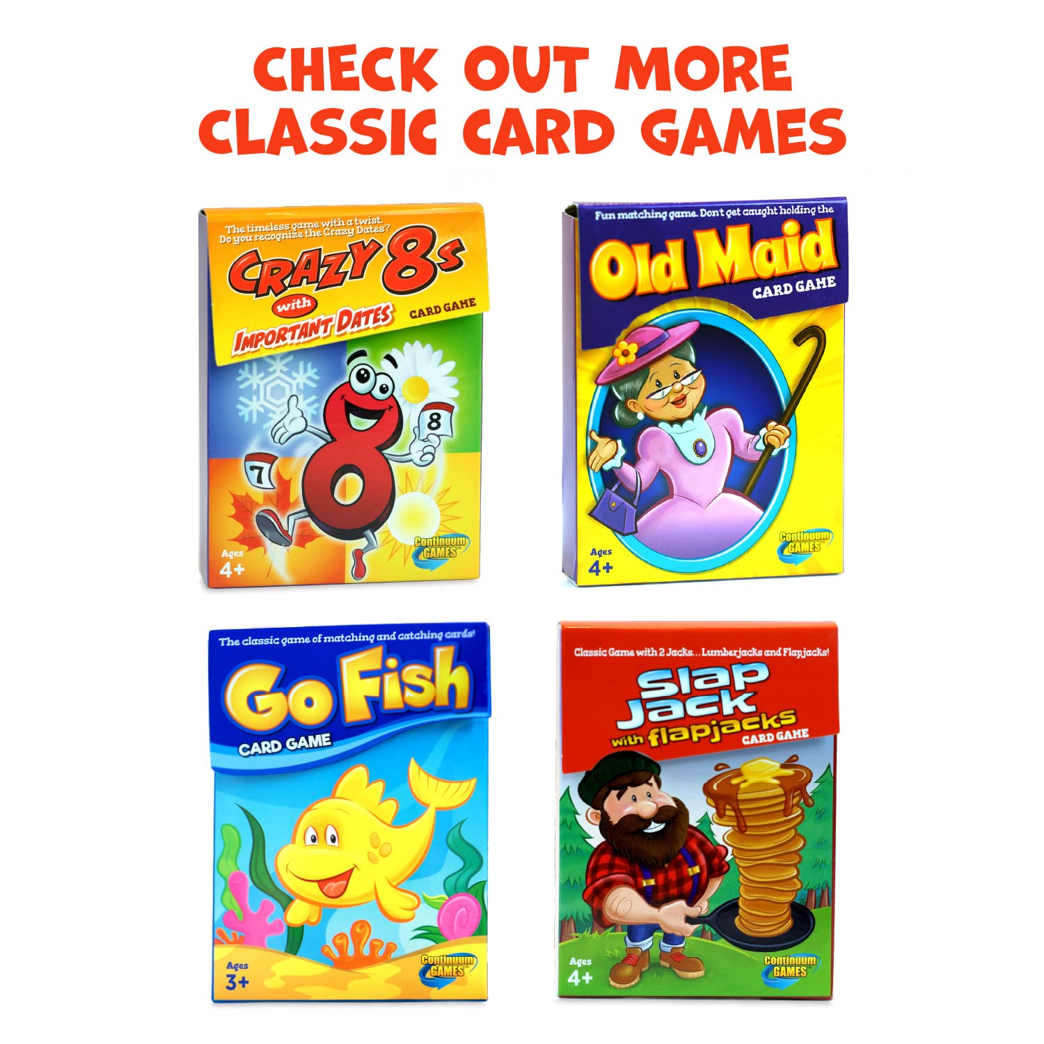 Continuum Games Crazy 8s with Important Dates Card Game - Kids Age 4 and Up