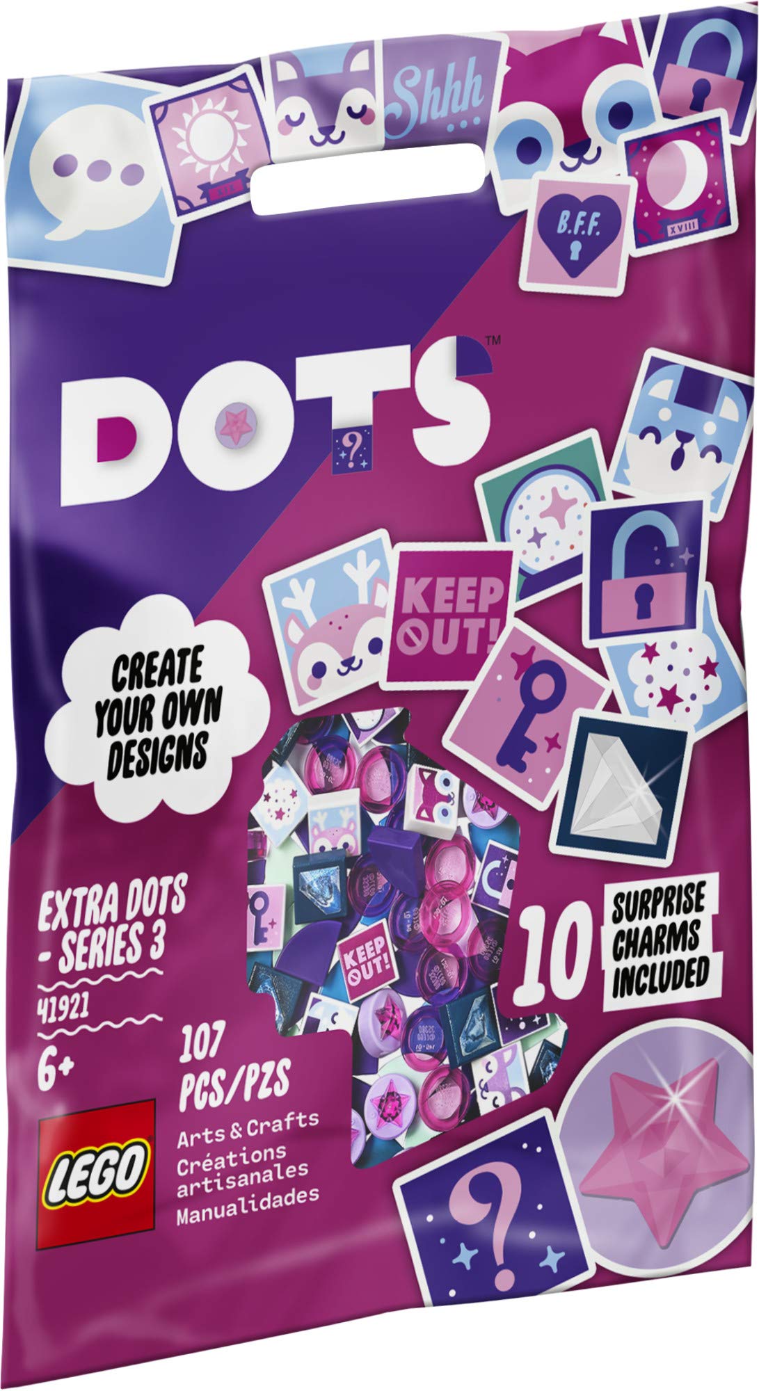 LEGO DOTS Extra DOTS - Series 3 41921 DIY Craft Decorations Kit for Fun Creative Play, New 2021 (107 Pieces)
