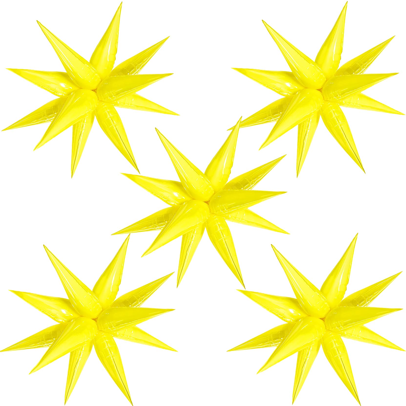 60 Pcs Yellow Star Balloons 26 inch Large Explosion Star Balloon 12 Point Spike Foil Balloons for Birthday Wedding Sunflower Lemon Party Decoration
