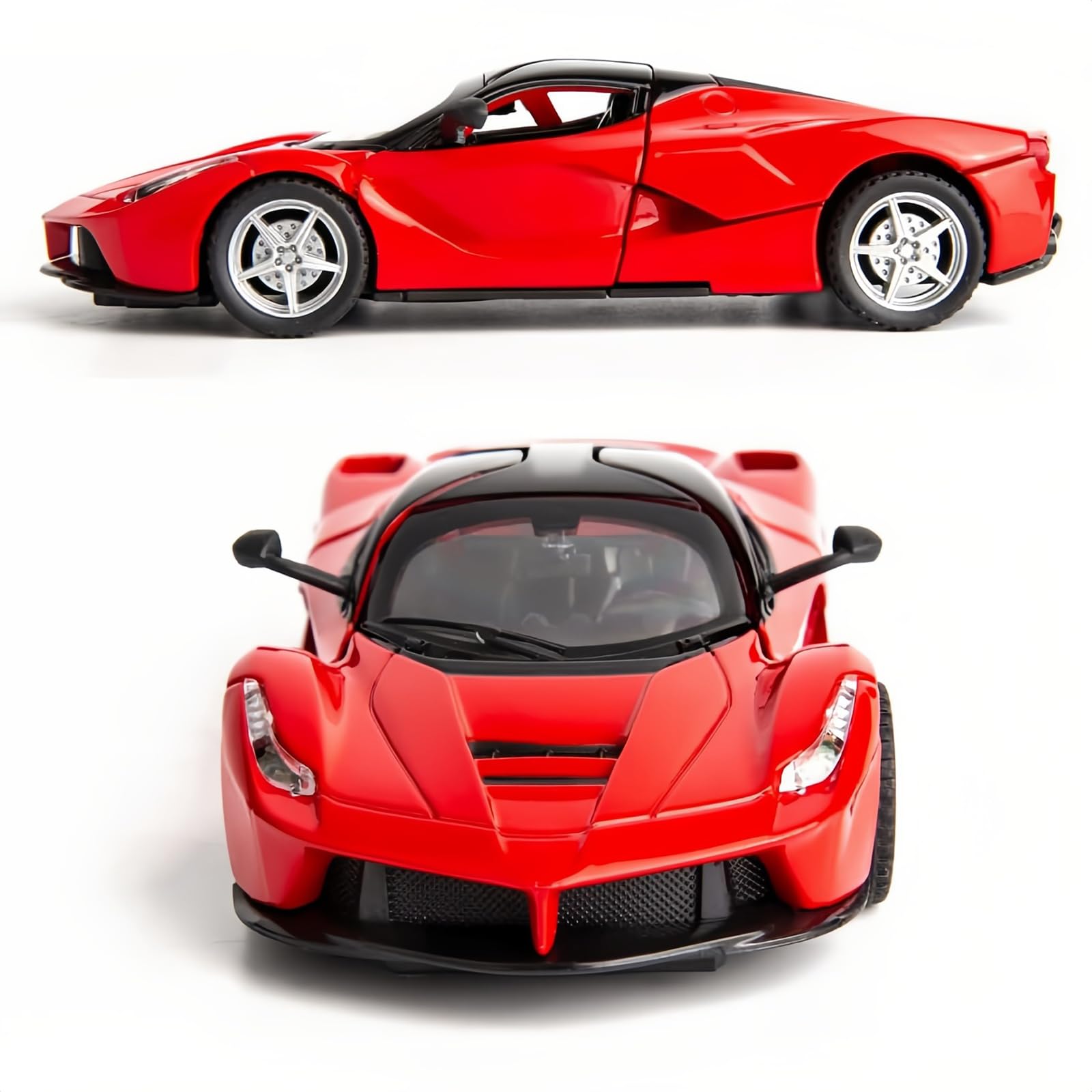 WAKAKAC 1/32 Race Model Car, Pull Back Toy Car Vehicle Alloy Diecast Model, Openable Doors, Collectible Gift Cars for Kids Ages 3-8 (Red)