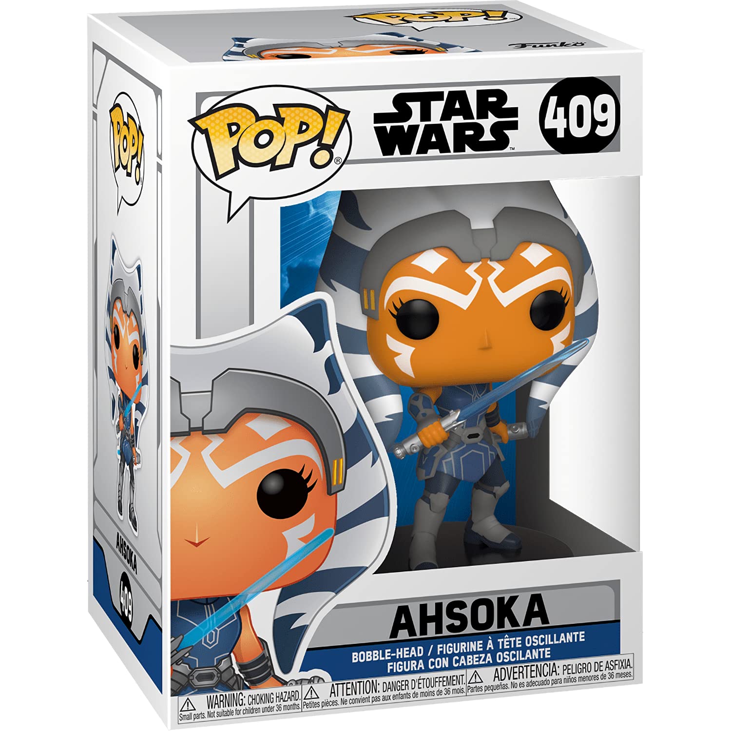 Ahsoka: Fun ko P o p ! Vinyl Figurine Bundle with 1 Compatible 'ToysDiva' Graphic Protector (409-52023 - B)