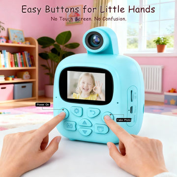 A19 Cute Instant Print Camera for Kids Perfect Birthday or for Girls and Boys Age 3-12, Fun HD Digital Video Camera Toy with 32GB SD Card, Blue