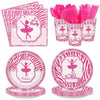 Pink Princess Party Supplies Kit for 24 Guests - 168 Pcs Disposable Tableware Set Includes Plates, Napkins, Cups & Cutlery for Girls Birthday Party