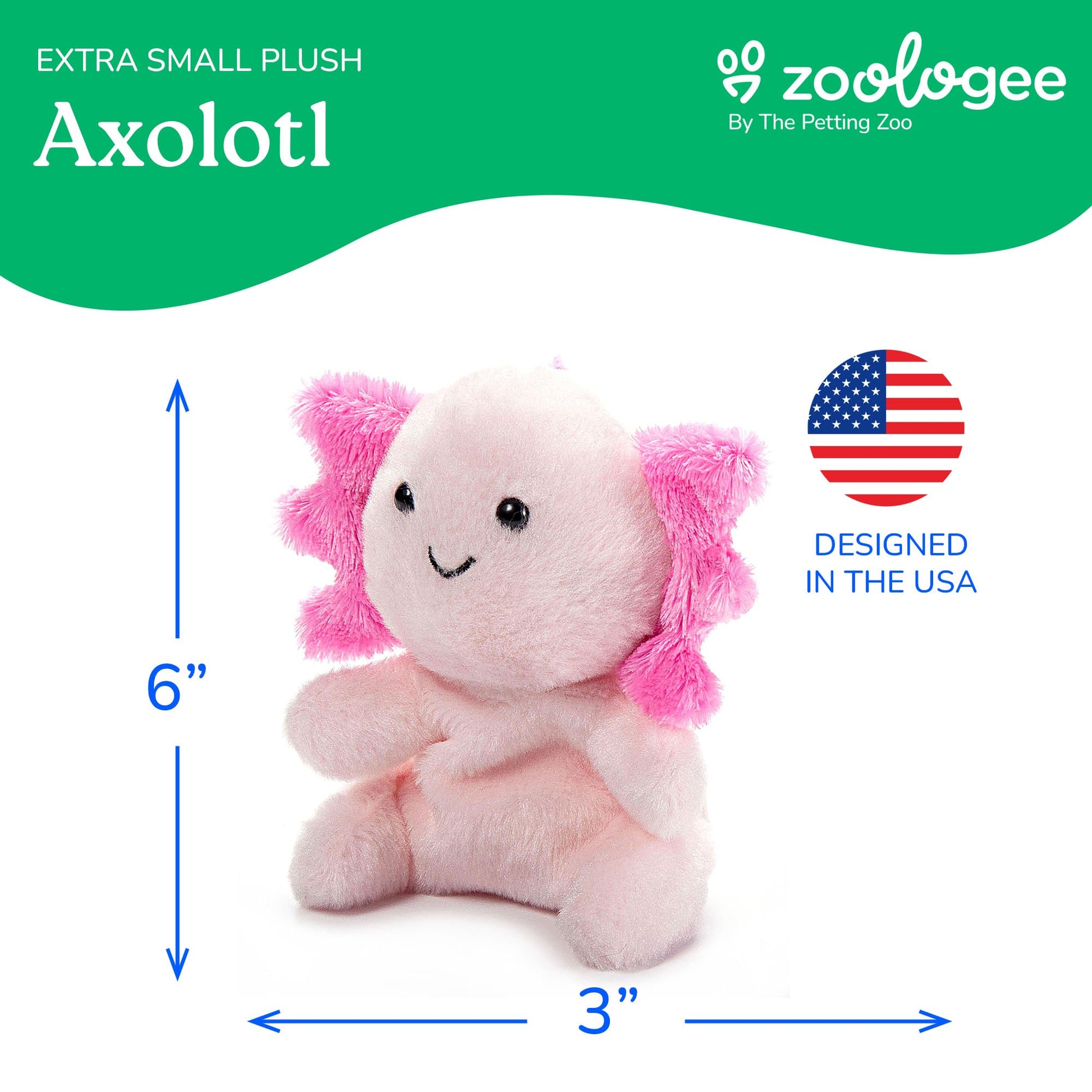 The Petting Zoo Axolotl Stuffed Animal Plushie, Gifts for Kids, Nuggetz Animals, Salamander Plush Toy, 6 inches