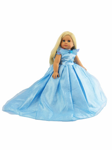 American Fashion World Blue Gown with Butterflies for 18-Inch Dolls | Premium Quality & Trendy Design | Dolls Clothes | Outfit Fashions for Dolls