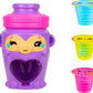 Kutie Kups - 4” Purple Water Bottle Monkey Kutie with 3 Kups Featuring 1.5” Surprise Collectible Lil Kutie Figures - Ages 5+