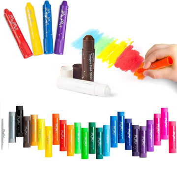MayMoi Tempera Paint Sticks - 24 Bright Colors, Quick Drying, Easy to Color and Washable Crayons for Teens and Students