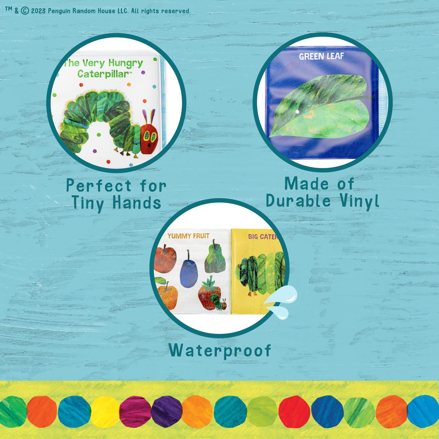 Kids Preferred World of Eric Carle The Very Hungry Caterpillar 6 Inch Vinyl Bath Book Bath Tub Toy Perfect for Water Play and Learning for Ages 18