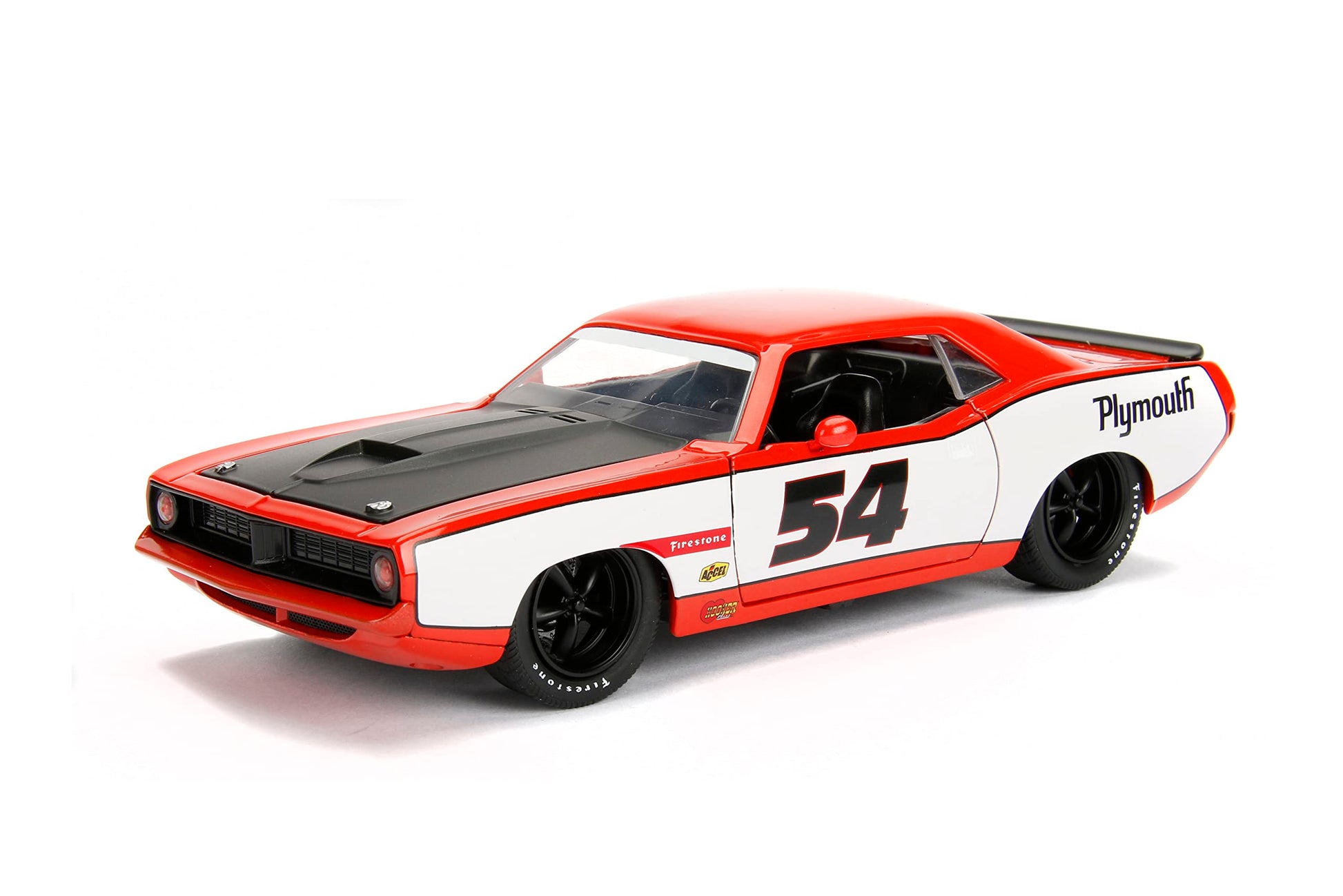 Big Time Muscle 1:24 1973 Plymouth Barracuda Die-Cast Car, Toys for Kids and Adults(Orange)