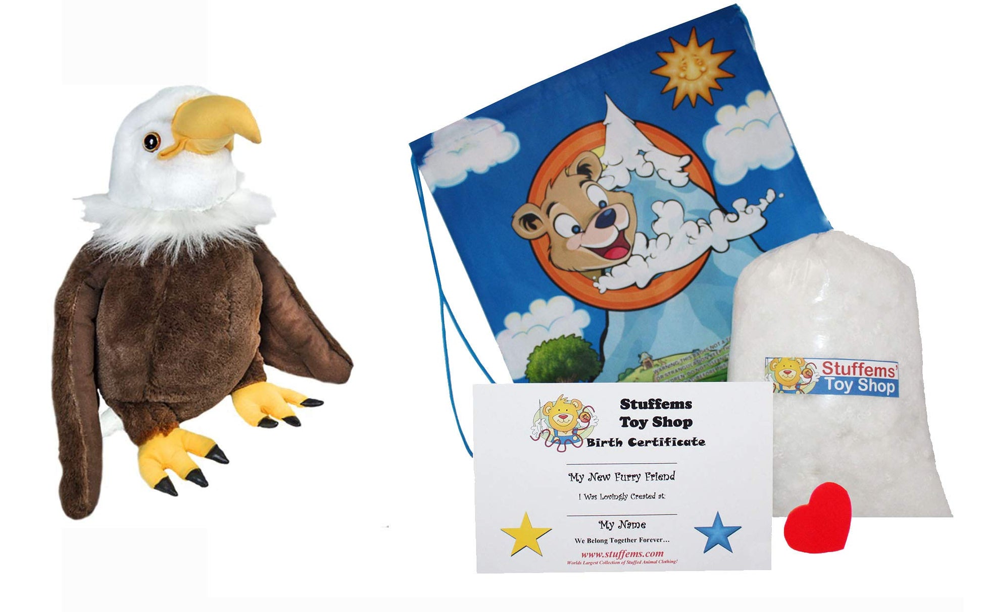 Teddy Mountain Liberty The Bald Eagle 8" Make Your Own Stuffed Animal- No Sew - Kit