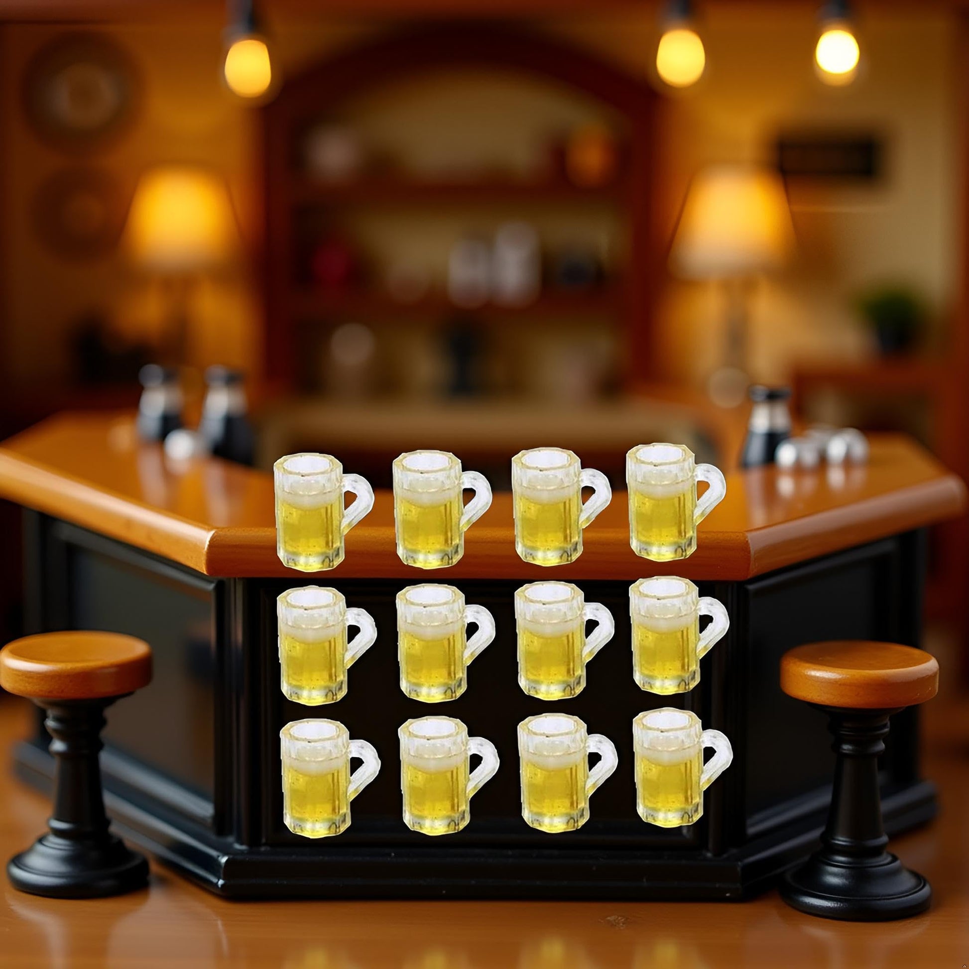 12Pcs Beer Cup, Miniature Cups, Dollhouse Mug Model for Miniature Dollhouse Accessories with Realistic Looking Beer Practical Processed Party