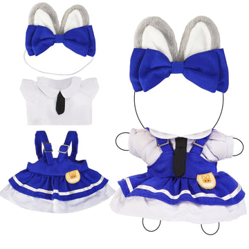 2PCS Bunny Police Doll Outfit Set Blue Shirt and Cap for 15-17cm 4 Inch Blind Box Animal Dolls