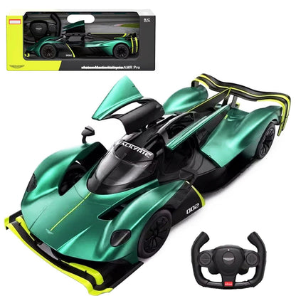 HTLNUZD 2024 RC Model Car 1/14 Remote Control Car Adult for Aston Martin-Valkyrie AMR Pro 600 mAh with Lights Alloy Vehicle Adult Collectible