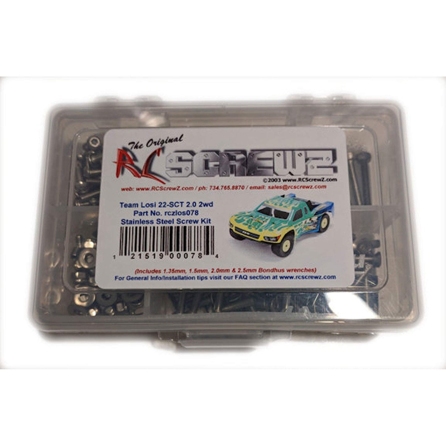 RC Screwz Stainless Steel Screw Set: Losi 22-SCT 2.0 2WD, RCZLOS078