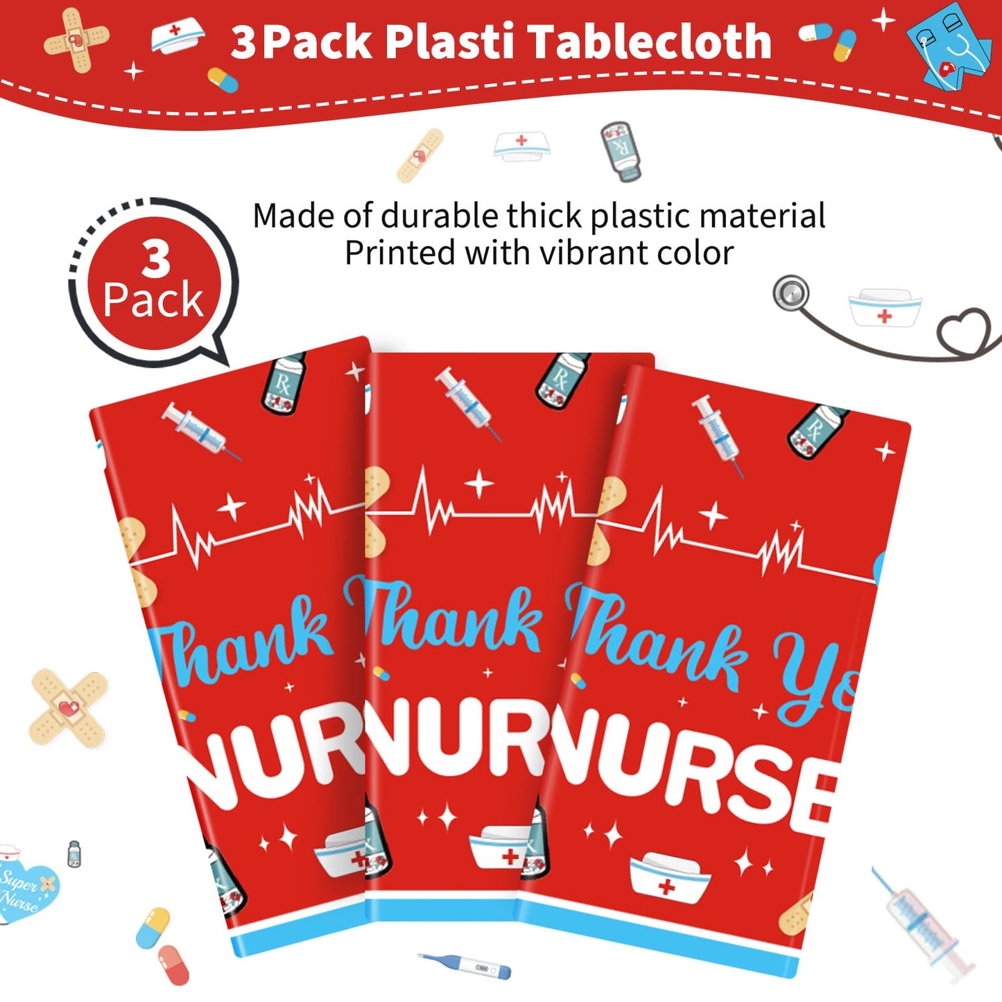 Yavxzvbw 3Pcs We Appreciate You Decorations Nurses Week Tablecloths Thank You Nurses Tablecloths for Nurse Appreciation Week Nurse Week Decorations