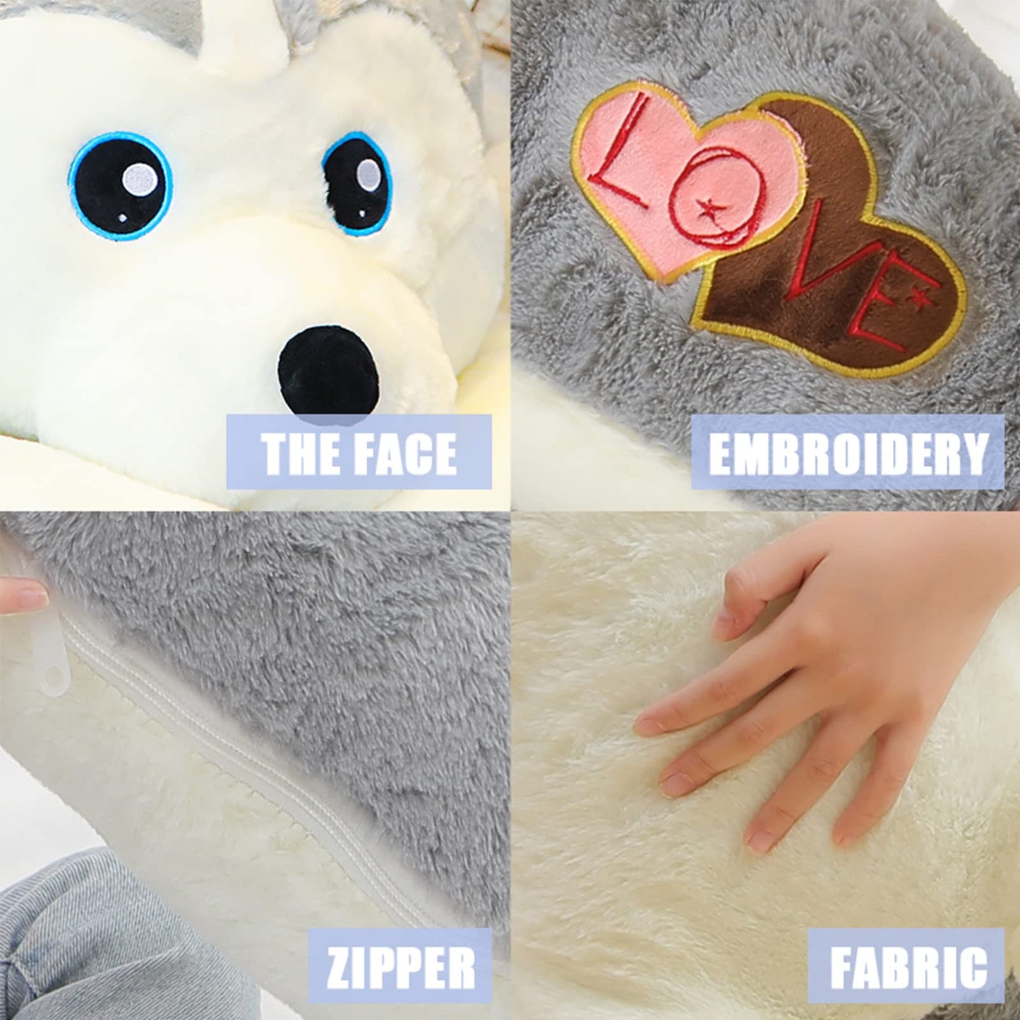 32 inch Dog Stuffed Animals, Big Husky Dog Plush Toys, Kawaii Soft Puppy Plushies Large Pillow, Gift for Kids, Boys and Girls, Birthday