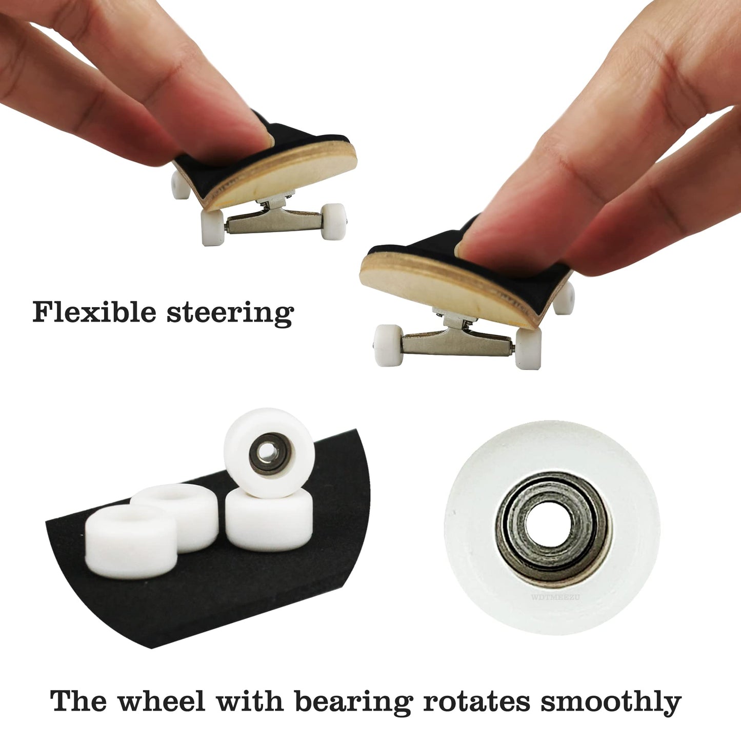 WDTMEEZU Wood Finger Skateboard Professional Fingerboards Wheels with Bearings Mini Fingerboard