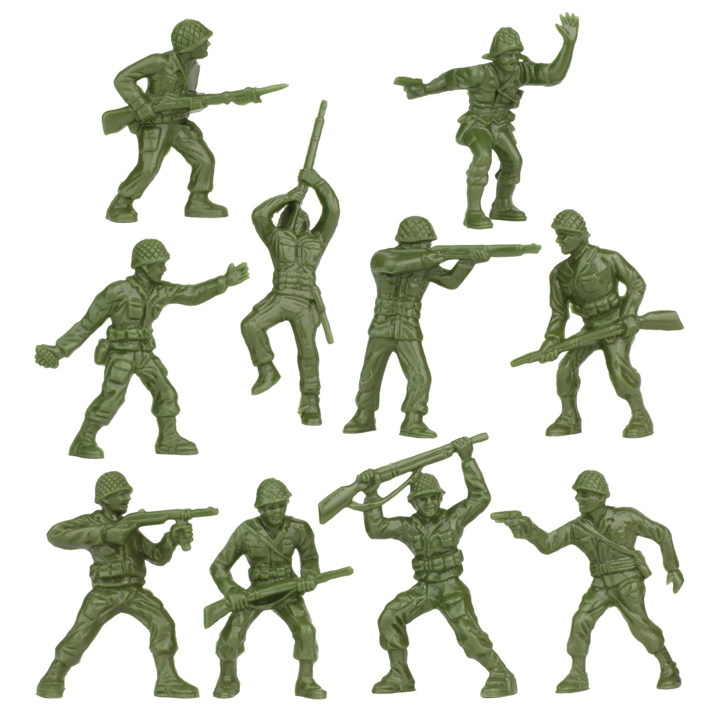 BMC Classic OD Green Plastic Army Men - 40pc WW2 Soldier Figures - Made in USA