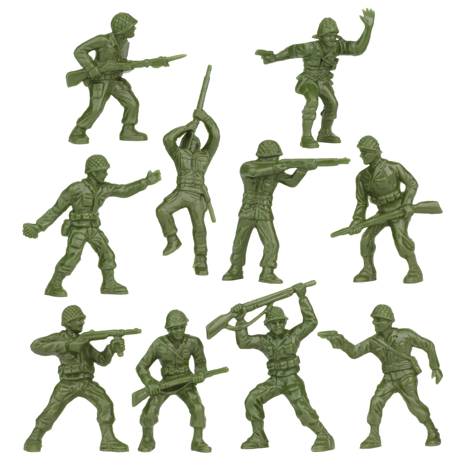 BMC Classic OD Green Plastic Army Men - 40pc WW2 Soldier Figures - Made in USA