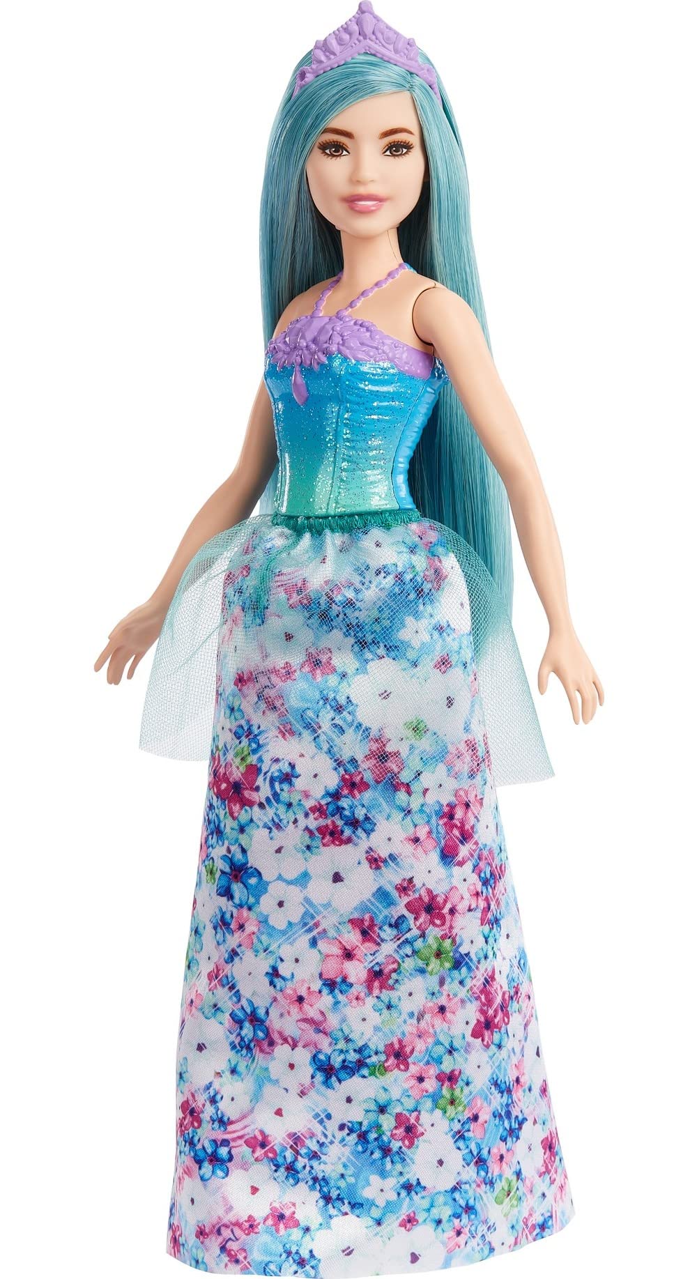 Barbie Dreamtopia Royal Fashion Doll & Accessory, Petite with Turquoise Hair Wearing Removable Skirt, Shoes & Headband
