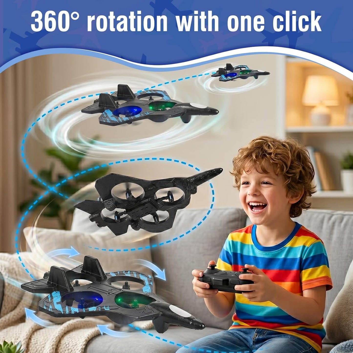 Foam RC Fighter Airplane Toy 360 Flip Easy-to-Fly for Kids Adults Beginners