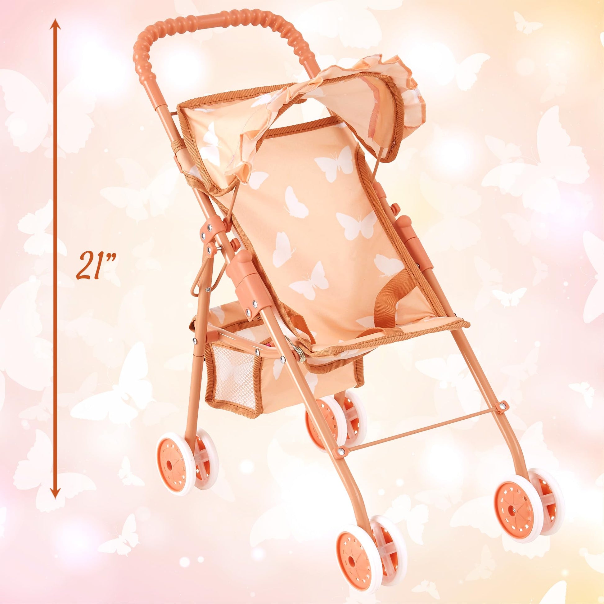 My First Baby Doll Stroller for Toddlers 3 Year Old Girls, Little Kids | Folding Baby Stroller for Dolls, Toy Stroller for Baby Dolls with Bottom