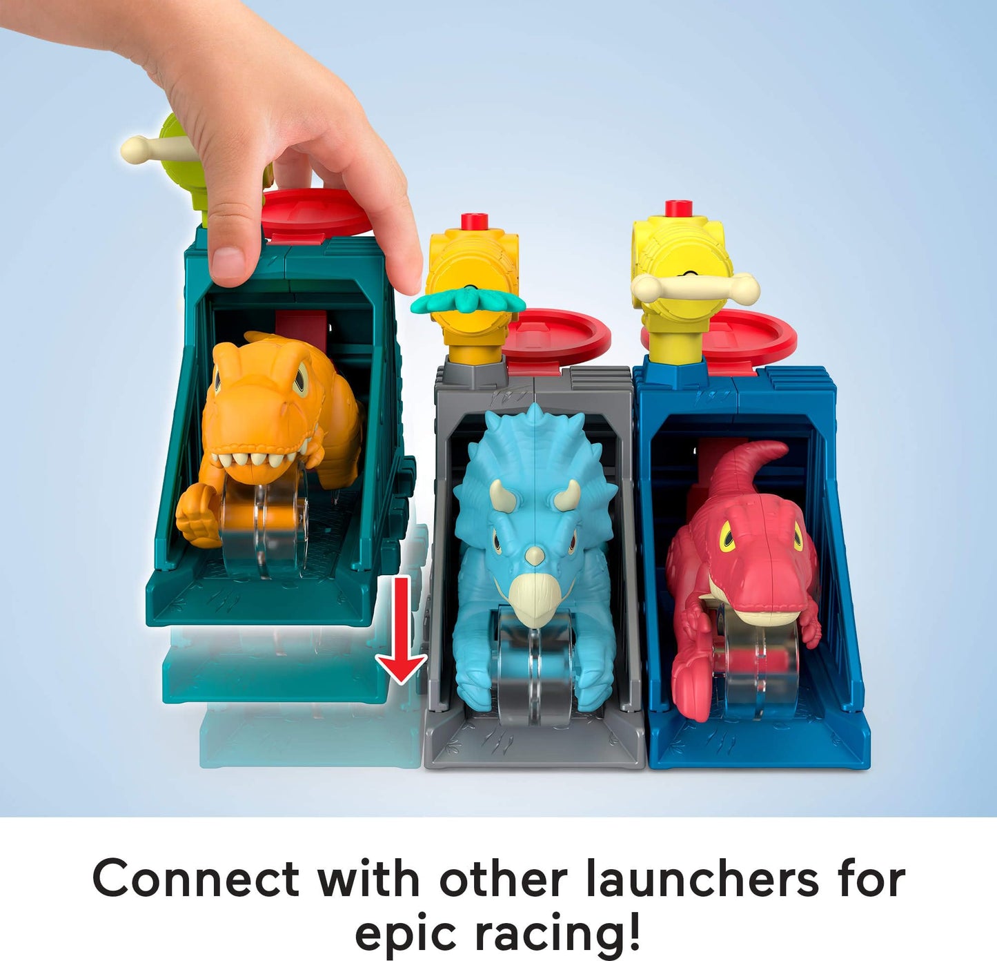Fisher-Price Imaginext Jurassic World Launcher Set with 4.25-inch Chomping Toy T. rex Dinosaur, Blaster & Food Projectile