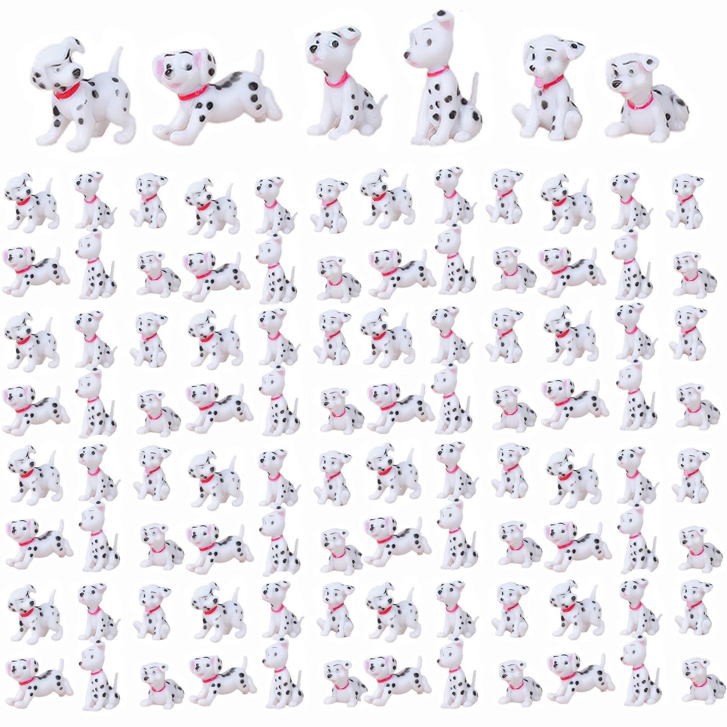 Miniature Dog Figurines 102Pcs Dalmatian Figures Mini Plastic Fairy Garden Miniature Moss Landscape DIY Terrarium Crafts Ornament Accessories for Home