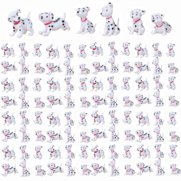 Miniature Dog Figurines 102Pcs Dalmatian Figures Mini Plastic Fairy Garden Miniature Moss Landscape DIY Terrarium Crafts Ornament Accessories for Home