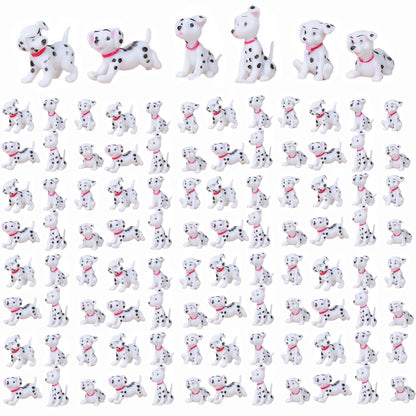 Miniature Dog Figurines 102Pcs Dalmatian Figures Mini Plastic Fairy Garden Miniature Moss Landscape DIY Terrarium Crafts Ornament Accessories for Home