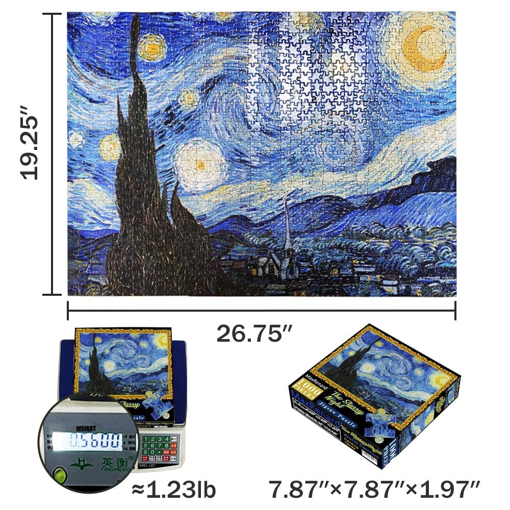 MaxRenard 1000 Piece Puzzle for Adult Van gogh Starry Night Art Masterpiece