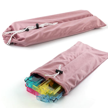 YCQDDA Mahjong Rack Bag, Soft Velvet Dual-Slot Storage Bag for 4 Mahjong Racks with Pushers, Drawstring Carrying Case, Giftable Mahjong Accessory