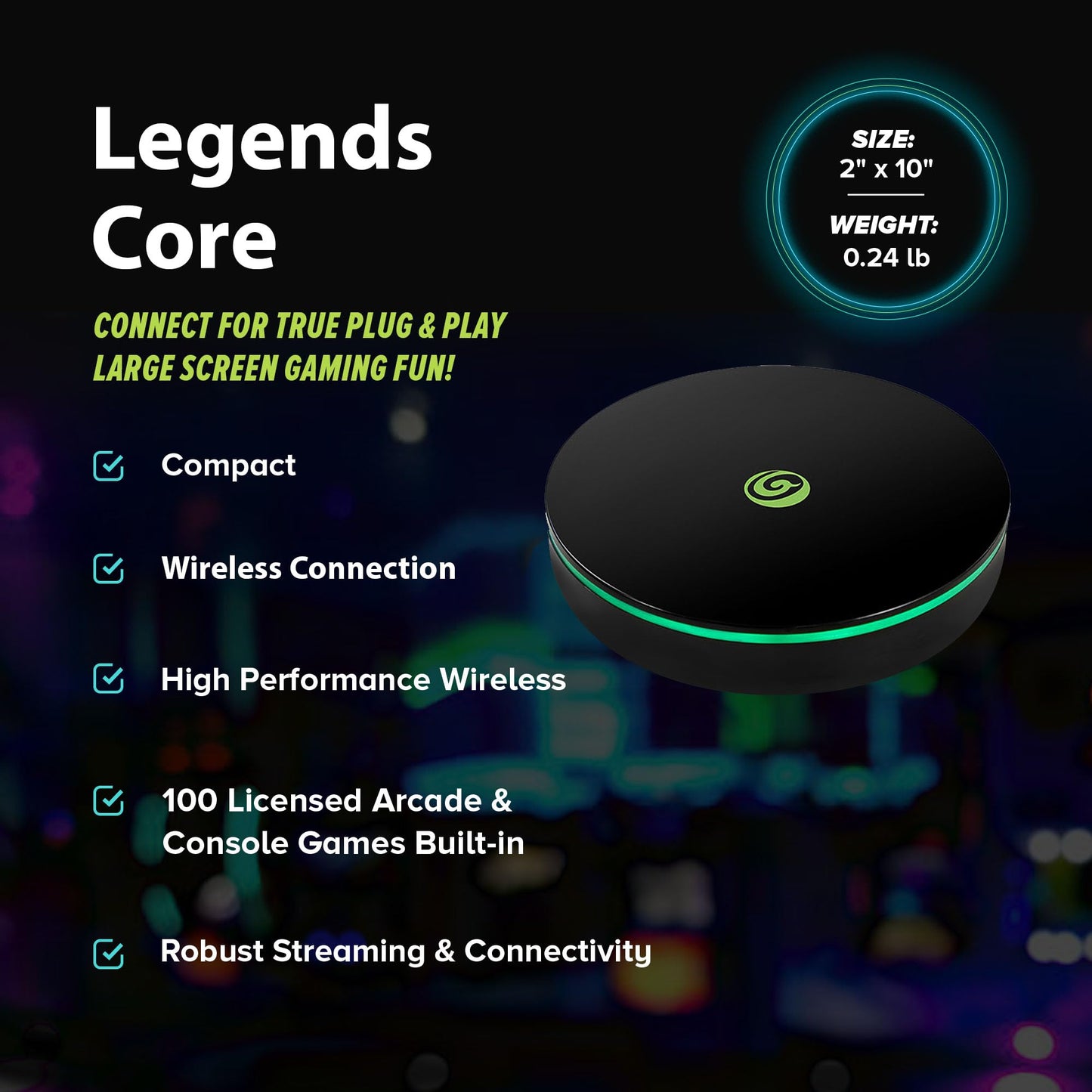 Legends Core, Plug And Play Arcade Game Console, Home Arcade, Classic Retro Video Games, 100 Licensed Genre-Defining Arcade & Console Games, Includes