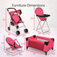 fash n kolor 4 Piece Doll Play Set, Includes - 1 Pack N Play. 2 Doll Stroller 3.Doll High Chair. 4.Infant Seat, Fits Up to 18'' Doll (4 Piece Set)