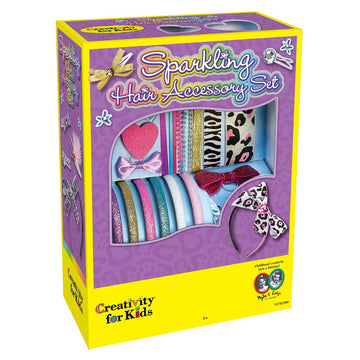 Creativity for Kids Sparkling Hair Accessory Set - Make Fashionable Hair Accessories - Teaches Beneficial Skills - for Ages 7 and Up