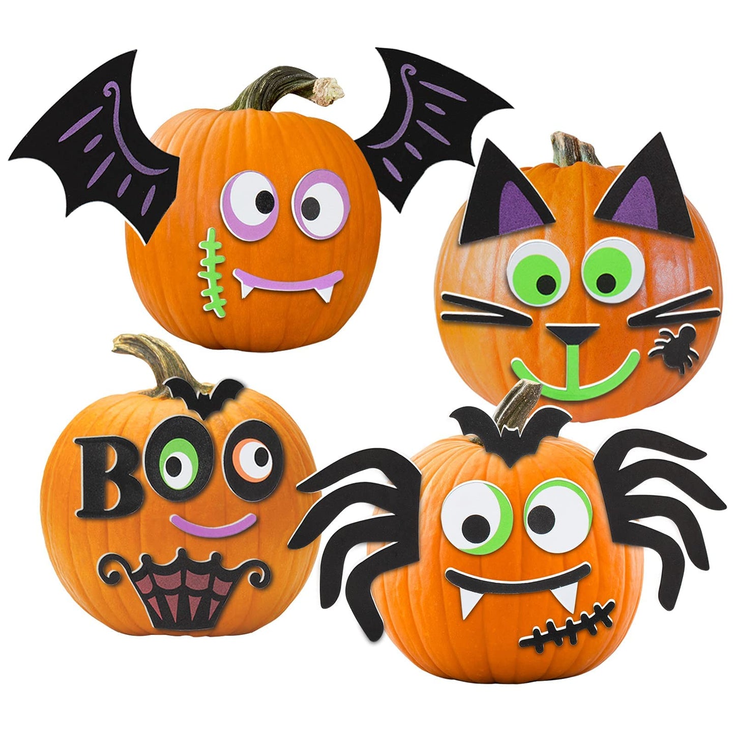 16 Packs Foam Halloween Pumpkins Decorations Stickers, Make Funny Pumpkins Craft Kits for Holiday Decor Kit Party Best Gift for Kids Adult Girls Boys