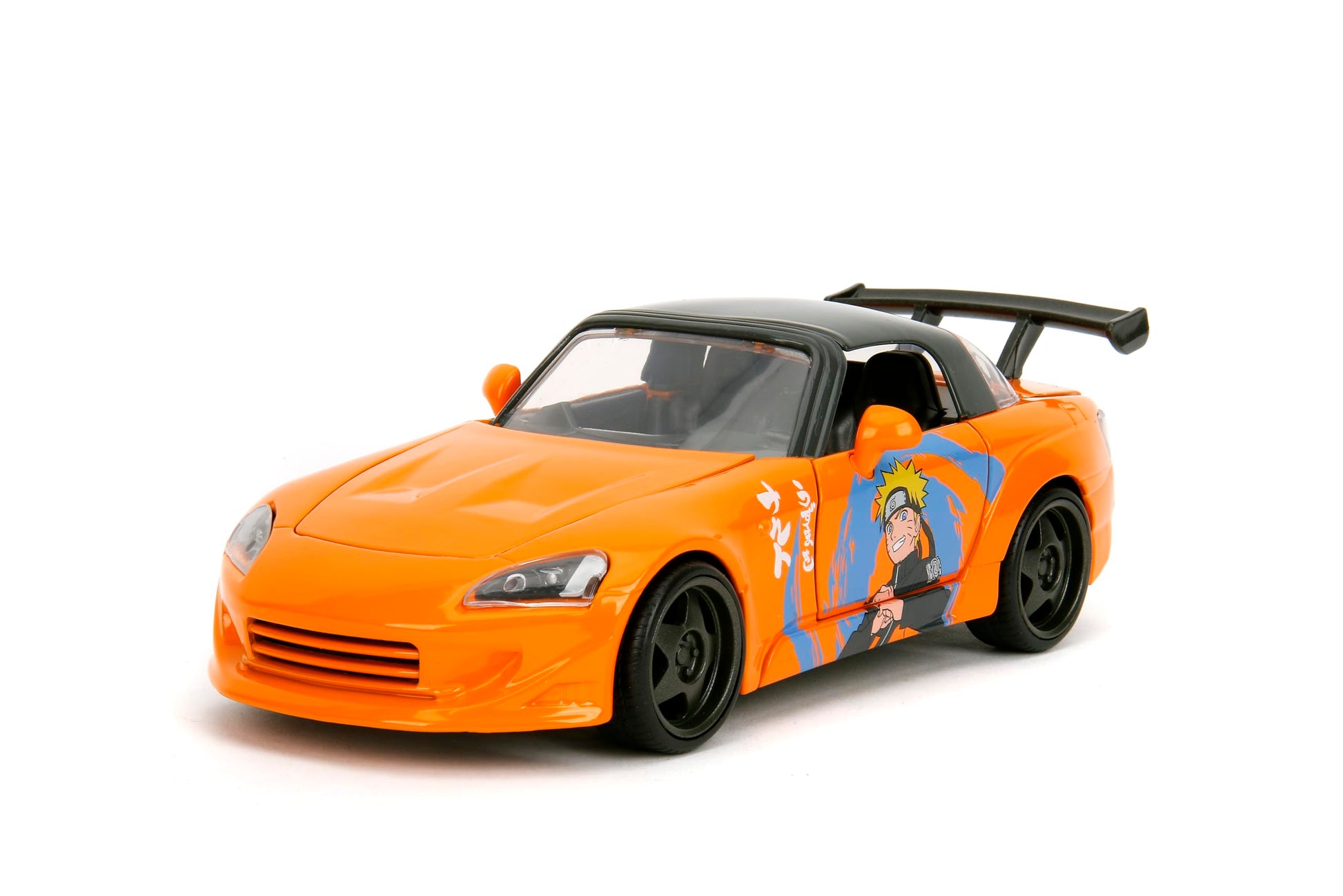Jada 2001 Honda S2000 with Naruto Figure - Die-Cast Vehicle - 1:24 Scale, Opening Doors, Hood & Trunk, Rubber Tires - Hollywood Rides Anime Series