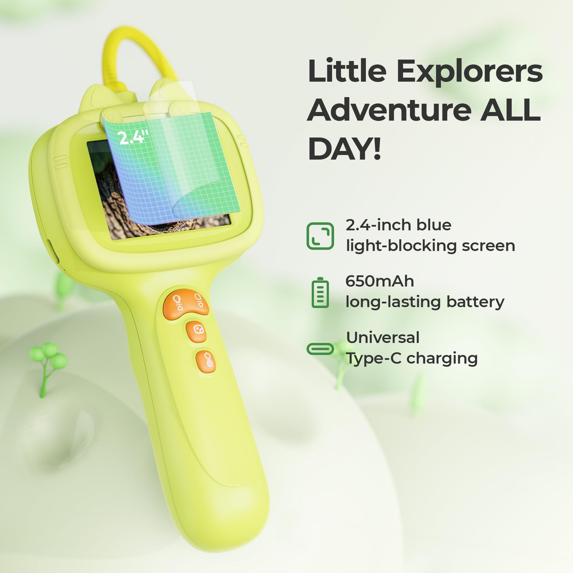 Kids Borescope Camera with Guide & 24 Mission Cards, Age 5-10 STEM Toy Gift