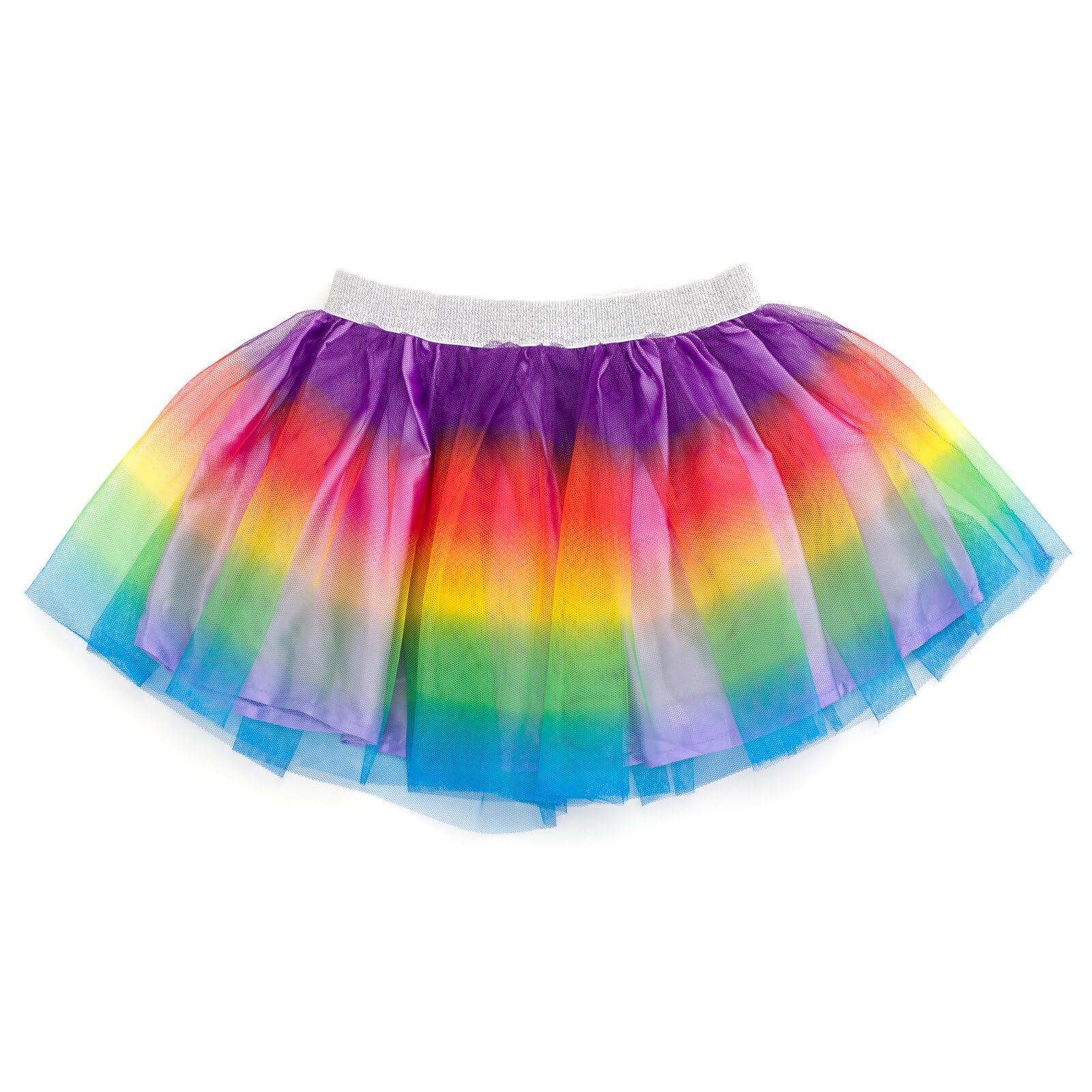 DREAMWORKS GABBY'S DOLLHOUSE Little Girls T-Shirt Tulle Mesh Skirt and Scrunchie 3 Piece Outfit Set Purple/Rainbow 7-8