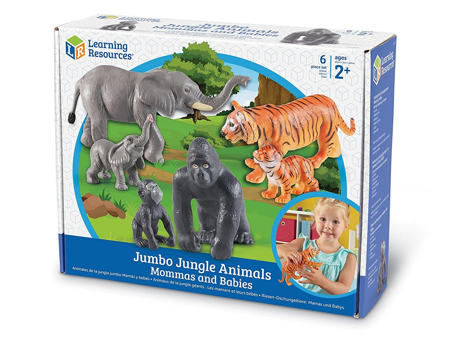 Learning Resources Jumbo Jungle Animals Mommas and Babies - Safari Animal Toys, Toddler Animal Figurines, Toy Figures for Kids, Jungle Toys, Pretend