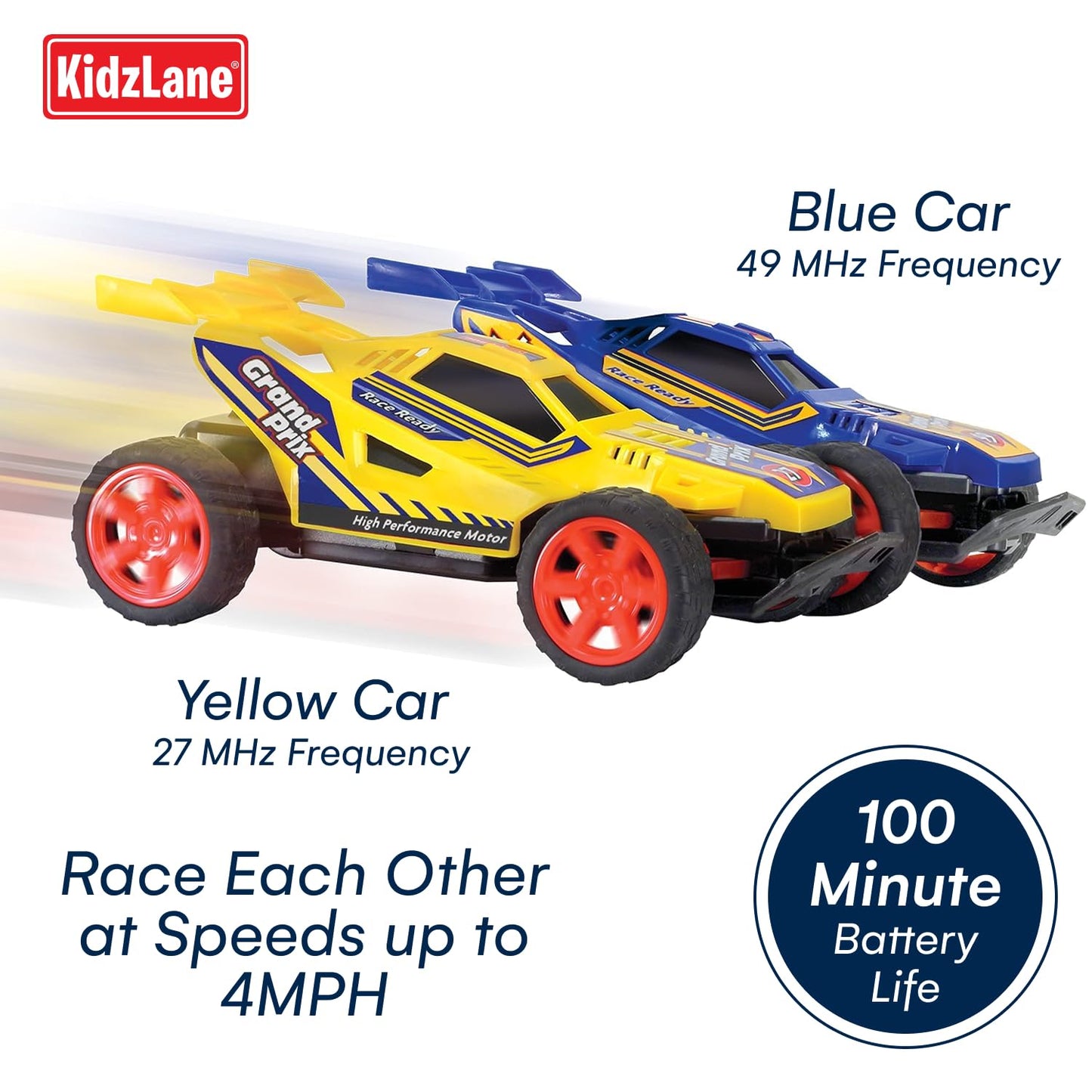 Kidzlane Kids Remote Control Cars - 2 Race Cars Racing Together with All-Direction Drive, 35 ft Range - 2 Pack Remote Control Car Set for Kids - RC