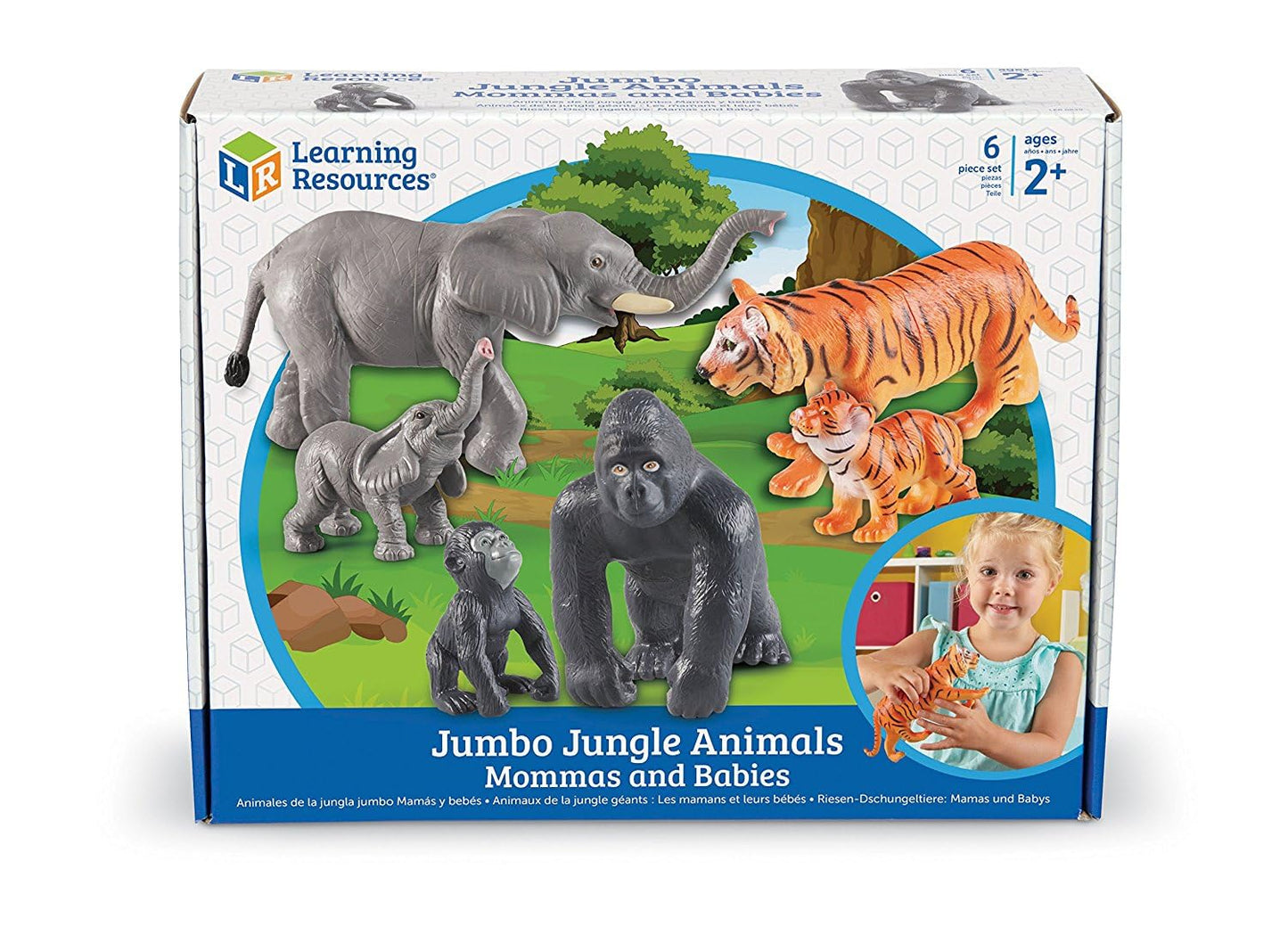 Learning Resources Jumbo Jungle Animals Mommas and Babies - Safari Animal Toys, Toddler Animal Figurines, Toy Figures for Kids, Jungle Toys, Pretend
